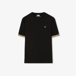 Check Trim Cotton T-shirt