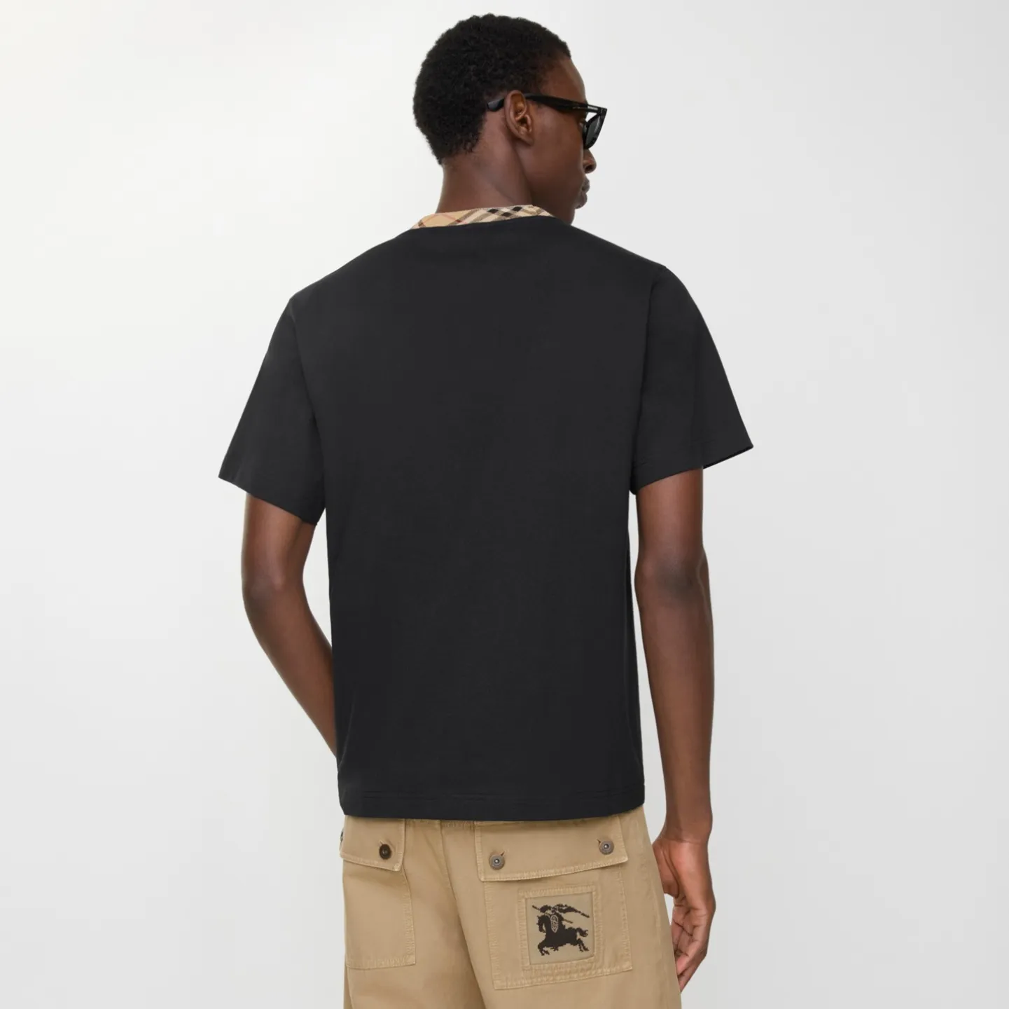 Check Trim Cotton T-shirt