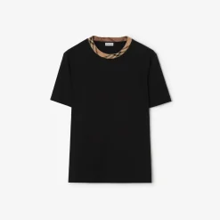 Check Trim Cotton T-shirt