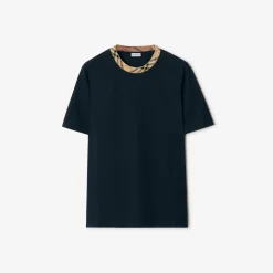 Check Trim Cotton T-shirt