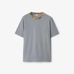 Check Trim Cotton T-shirt