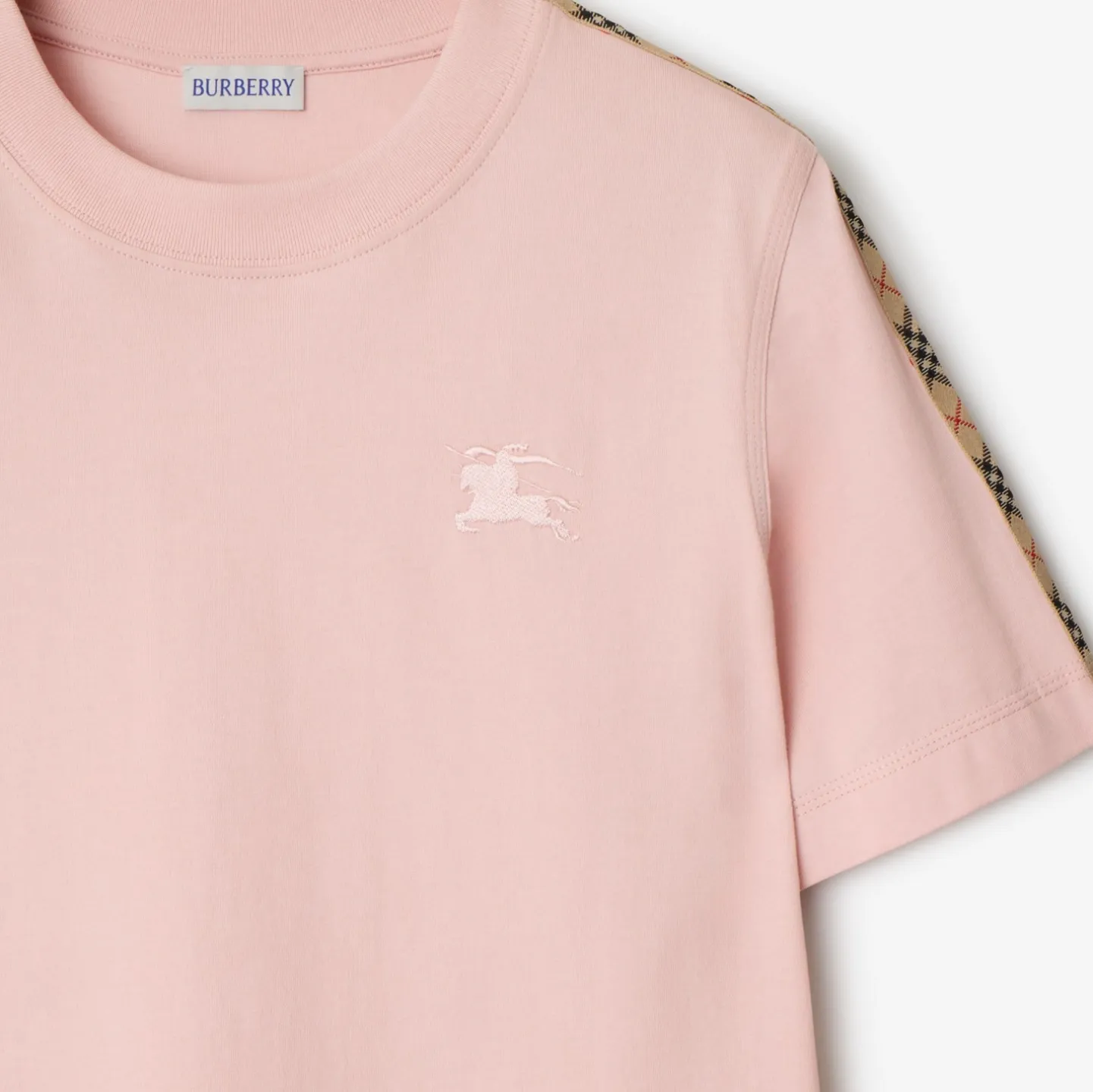 Check Trim Cotton T-shirt