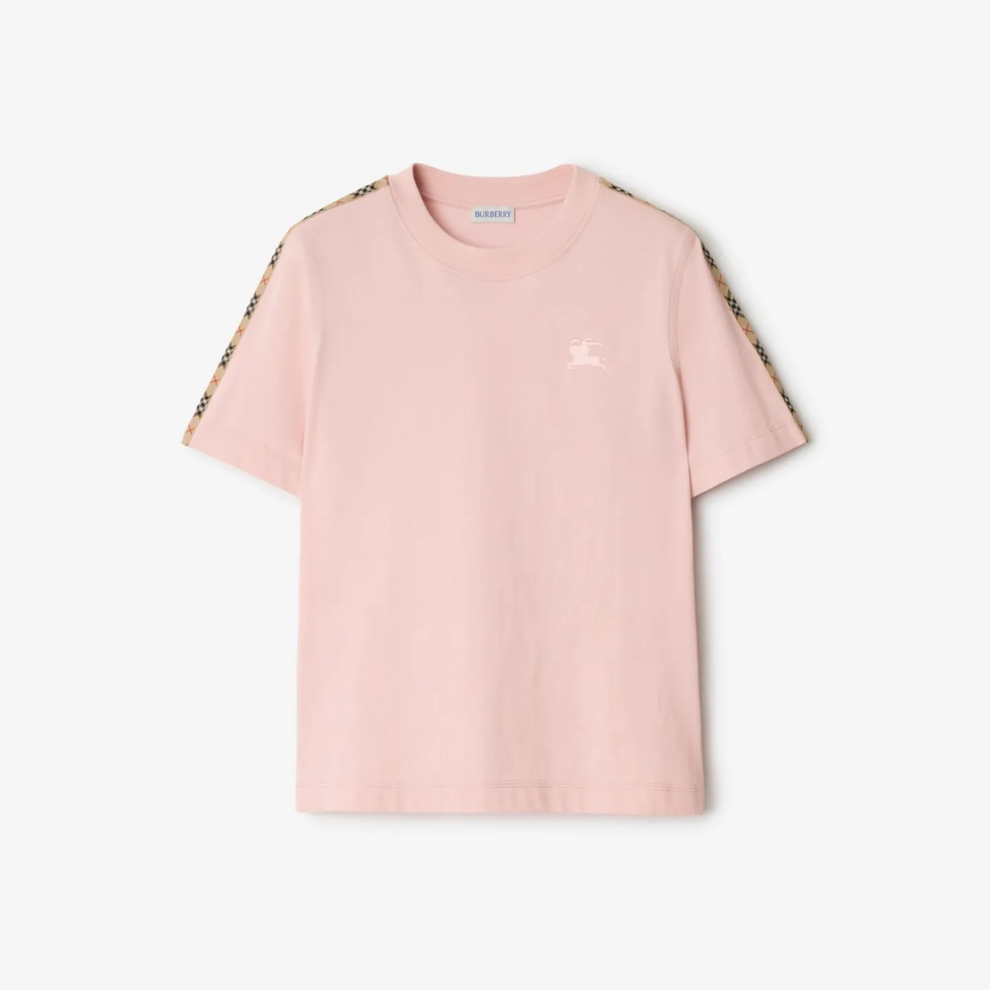 Check Trim Cotton T-shirt