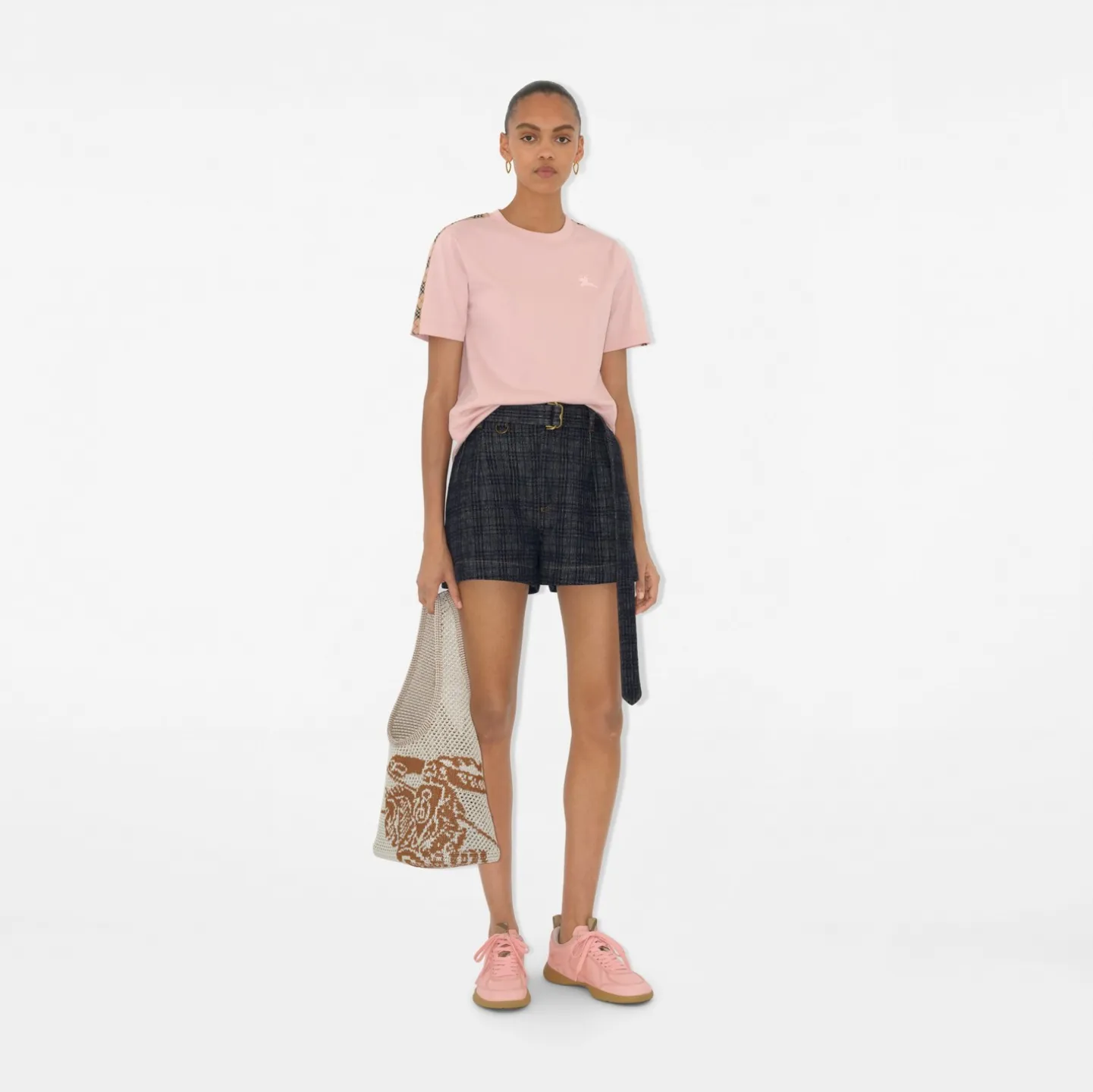 Check Trim Cotton T-shirt