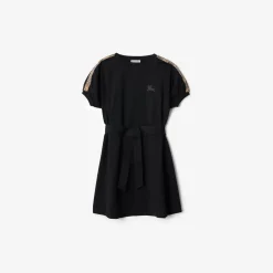 Check Trim Cotton T-shirt Dress