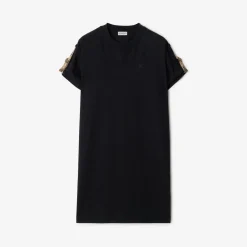 Check Trim Cotton T-shirt Dress