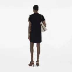 Check Trim Cotton T-shirt Dress