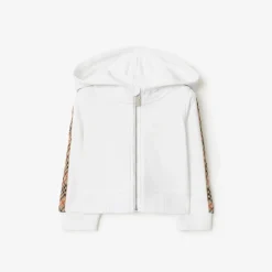 Check Trim Cotton Zip Hoodie