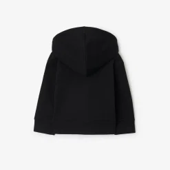 Check Trim Cotton Zip Hoodie