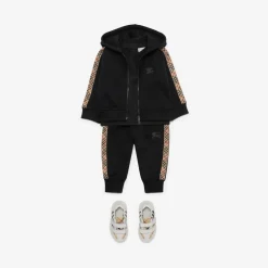 Check Trim Cotton Zip Hoodie