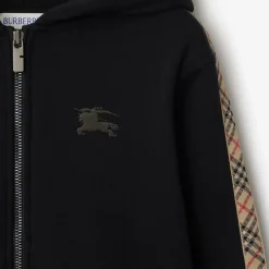 Check Trim Cotton Zip Hoodie