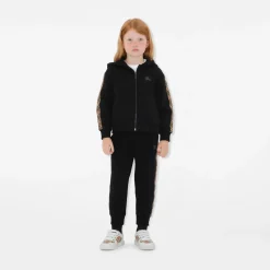 Check Trim Cotton Zip Hoodie