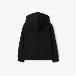 Check Trim Cotton Zip Hoodie