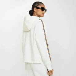 Check Trim Cotton Zip Hoodie