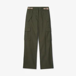 Check Trim Gabardine Cargo Trousers