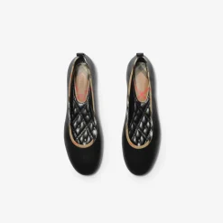 Check Trim Leather Robin Ballerinas