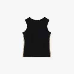 Check Trim Stretch Cotton Vest