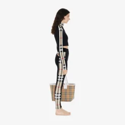 Check Trim Stretch Jersey Leggings