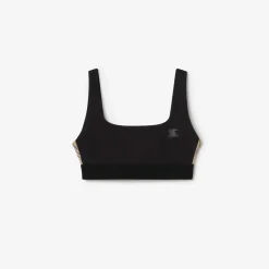 Check Trim Stretch Nylon Bra Top