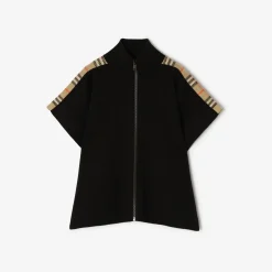 Check Trim Wool Cape
