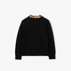 Check Trim Wool Cardigan