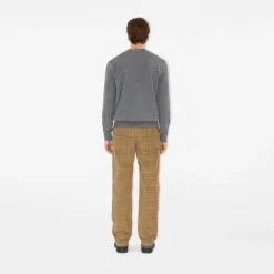 Check Trim Wool Sweater
