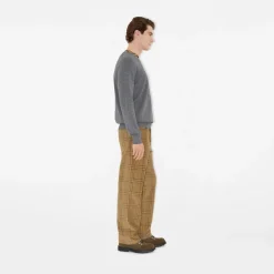 Check Trim Wool Sweater