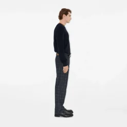 Check Trim Wool Sweater