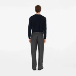 Check Trim Wool Sweater