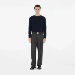 Check Trim Wool Sweater
