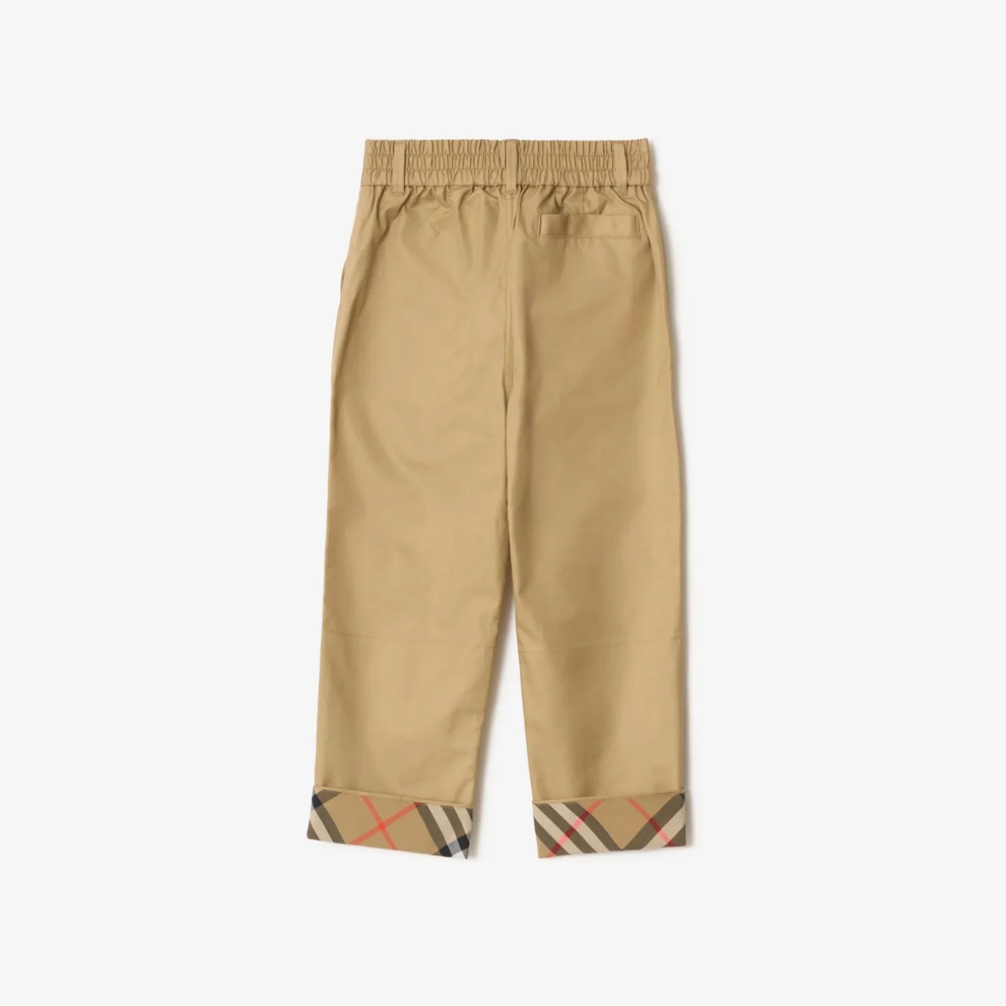 Check Turn-up Cotton Trousers
