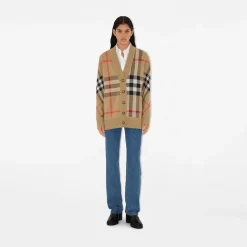 Check Wool Blend Cardigan