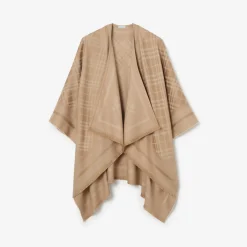 Check Wool Cashmere Cape