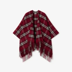 Check Wool Cashmere Cape