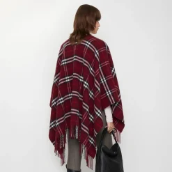 Check Wool Cashmere Cape