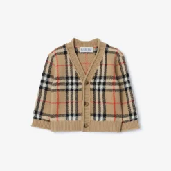 Check Wool Cashmere Cardigan