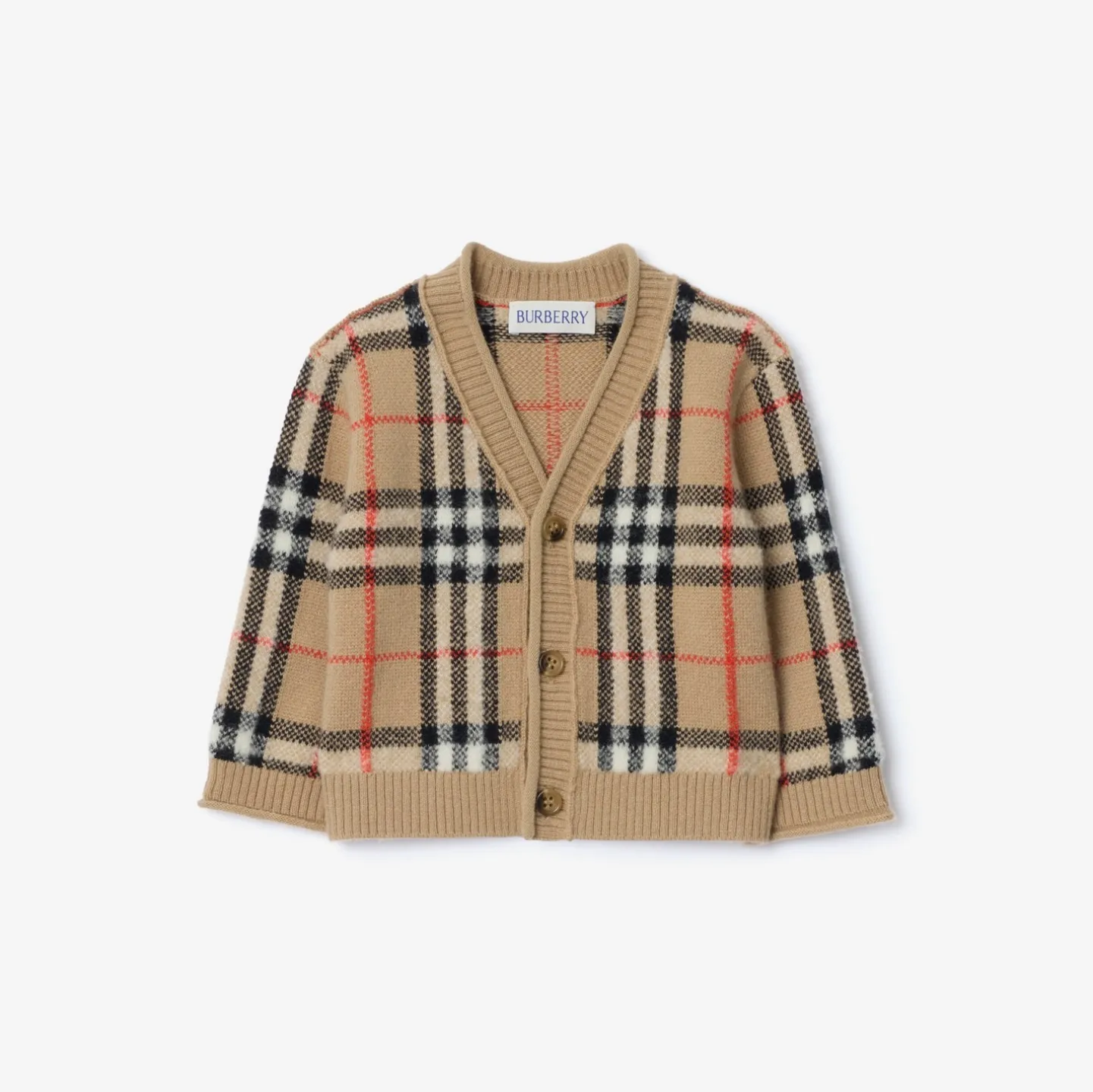 Check Wool Cashmere Cardigan