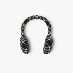 Check Wool Cashmere Earmuffs