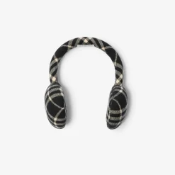 Check Wool Cashmere Earmuffs
