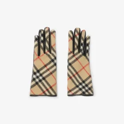 Check Wool Cashmere Gloves