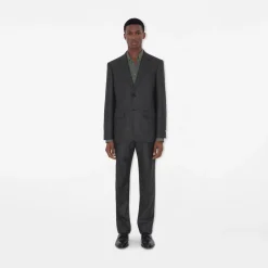 Check Wool Cashmere Tailored Trousers