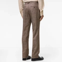 Check Wool Linen Blend Sloane Tailored Trousers