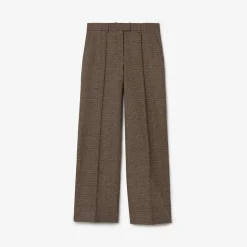 Check Wool Linen Blend Tailored Trousers