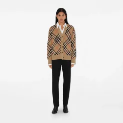 Check Wool Mohair Blend Cardigan