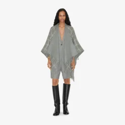 Check Wool Reversible Cape