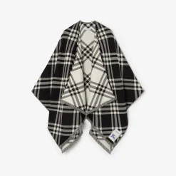 Check Wool Silk Cashmere Cape