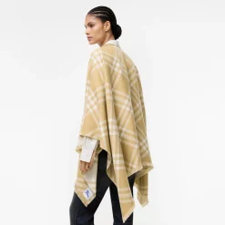 Check Wool Silk Cashmere Cape