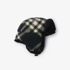 Check Wool Trapper Hat