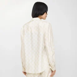 Classic Fit Knight Checkerboard Silk Shirt