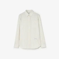 Classic Fit Striped Silk Cotton Shirt